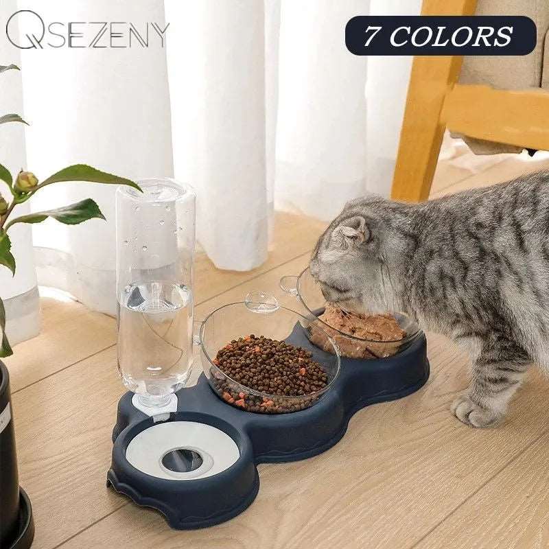 Double Plastic Pet Bowl - Automatic Water and Food Bowl