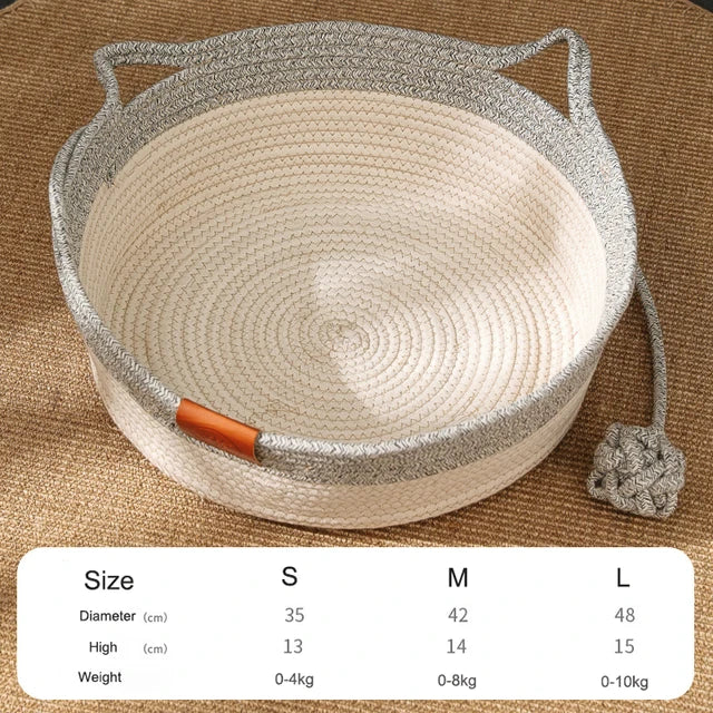 Handwoven Cotton Rope Cat Bed