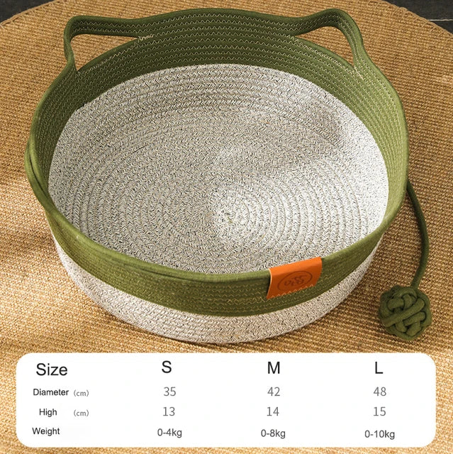 Handwoven Cotton Rope Cat Bed