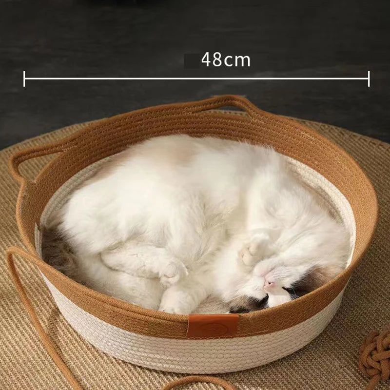 Handwoven Cotton Rope Cat Bed