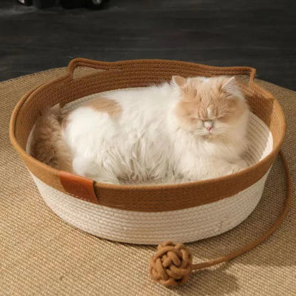 Handwoven Cotton Rope Cat Bed