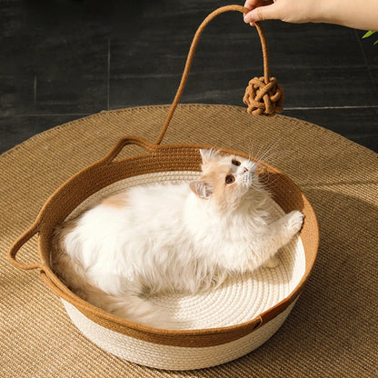 Handwoven Cotton Rope Cat Bed