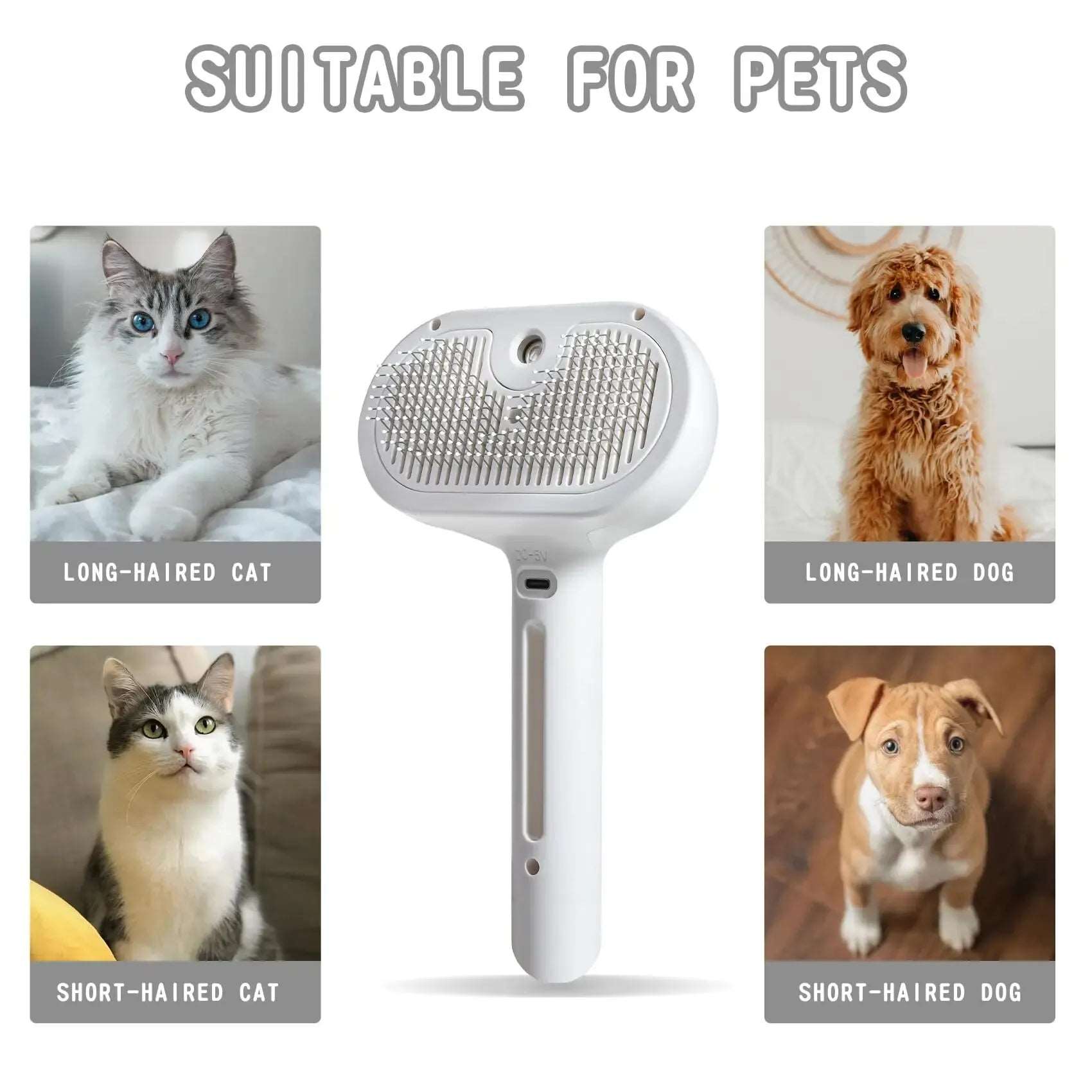 2-in-1 Spray & Steam Cat Brush - Shedding & Cleaning with Water Tank