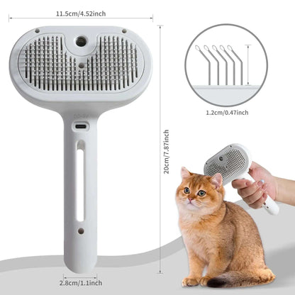 2-in-1 Spray & Steam Cat Brush - Shedding & Cleaning with Water Tank