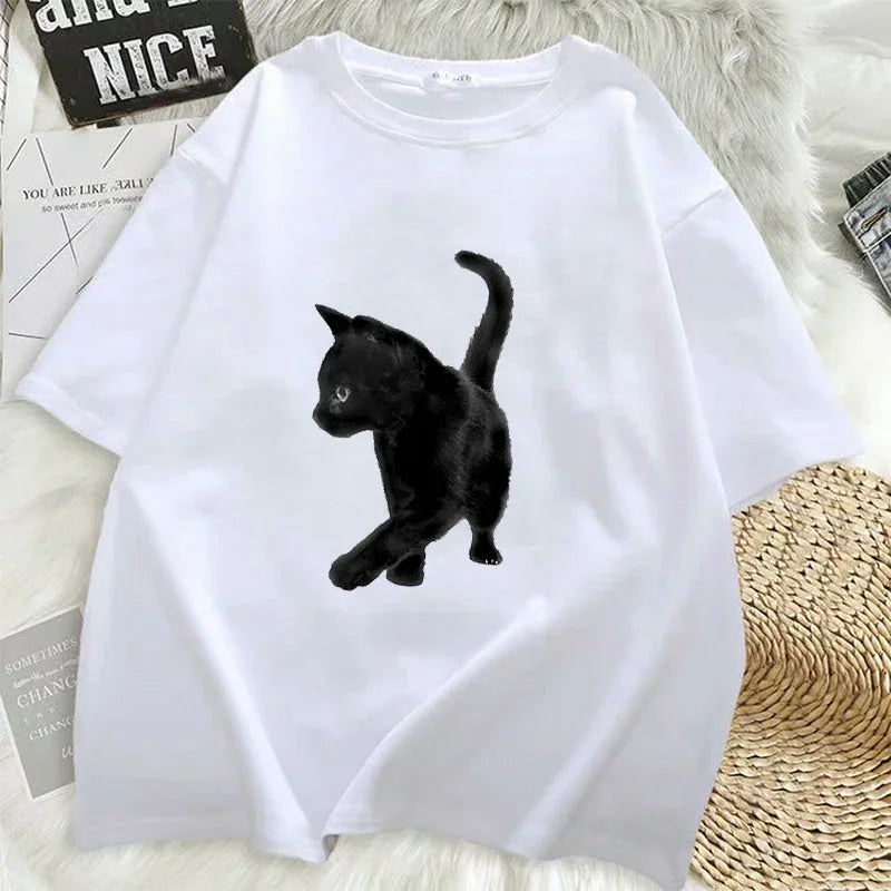 Cute Cat Print T-Shirt